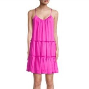 TRINA TURK Havsa Mini Tiered Dress Hot Pink Salamander New NWT Size Small Summer